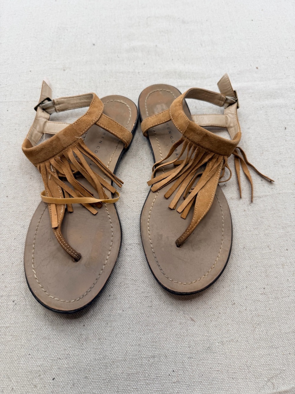 LC Lauren Conrad Women's Fringe Toe-Ring Sandals in Tan